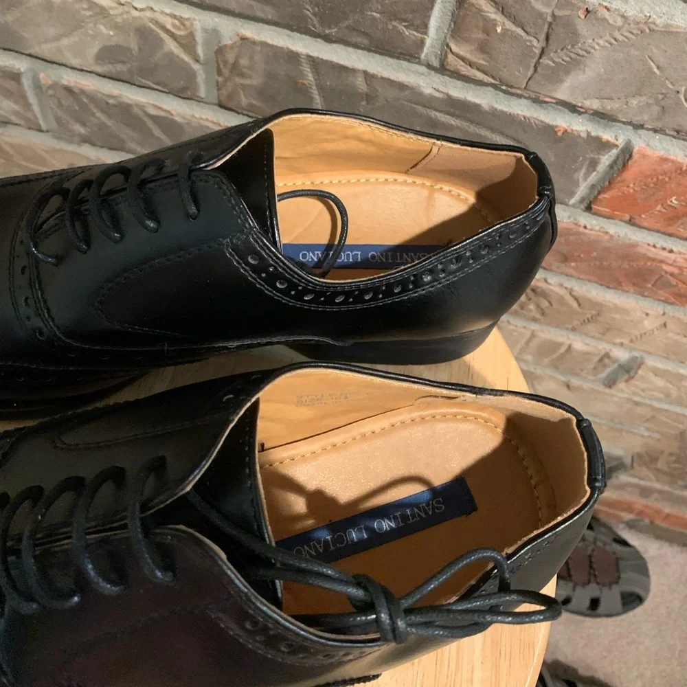 Santino Luciano Style C-391 Men's Black Oxford Dress Shoes Size 10.5
